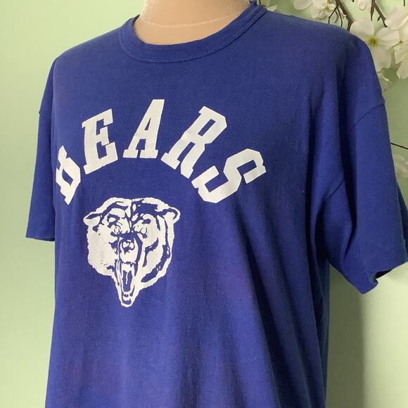 Vintage Russell Athletic T Shirt Jersey Bears #53 70’s 80’s Royal Blue Ringer - Picture 3 of 16